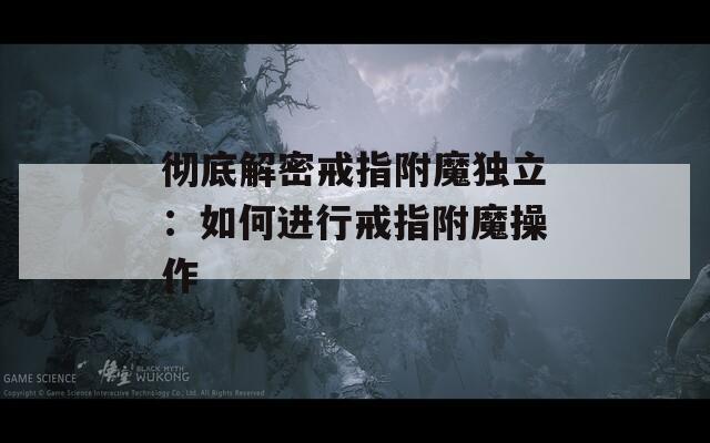 彻底解密戒指附魔独立：如何进行戒指附魔操作