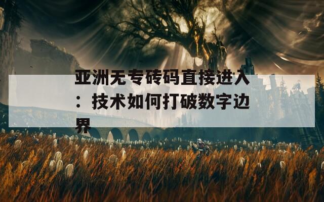 亚洲无专砖码直接进入：技术如何打破数字边界